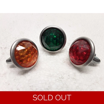 Vintage 27mm Jewel Reflector Red Yellow Green - NOS